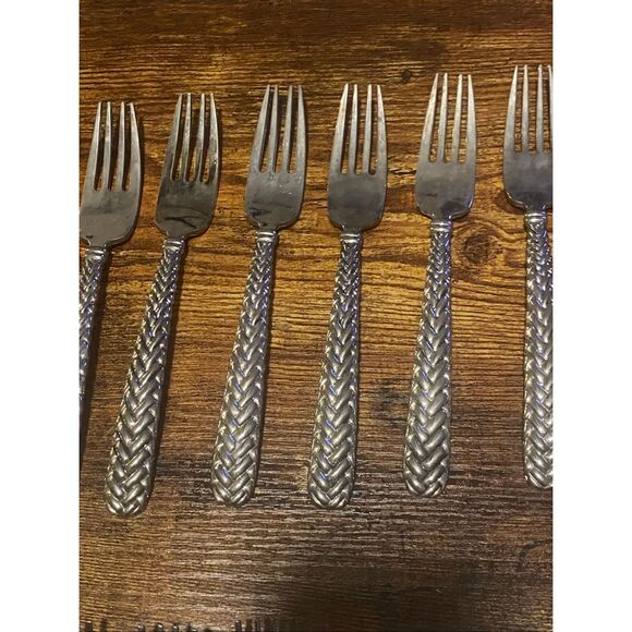 Godinger Silver Plated Braided Flatware Set 25pc Fork Knife Spoon Vintage - Picture 4 of 7